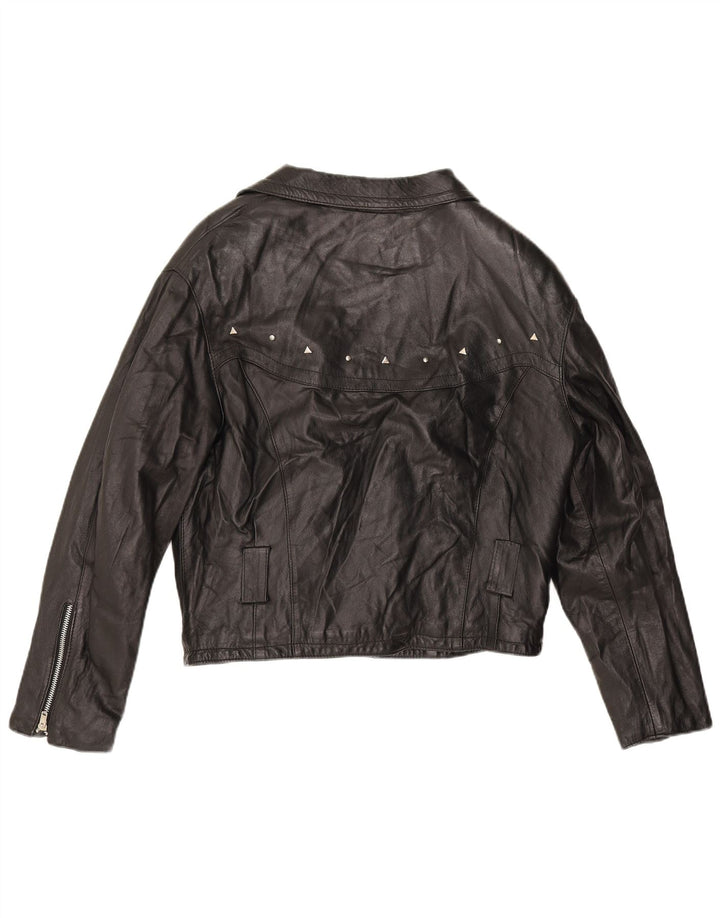 Boxer Chaqueta motera de cuero para mujer UK 14 Medium Black Leather