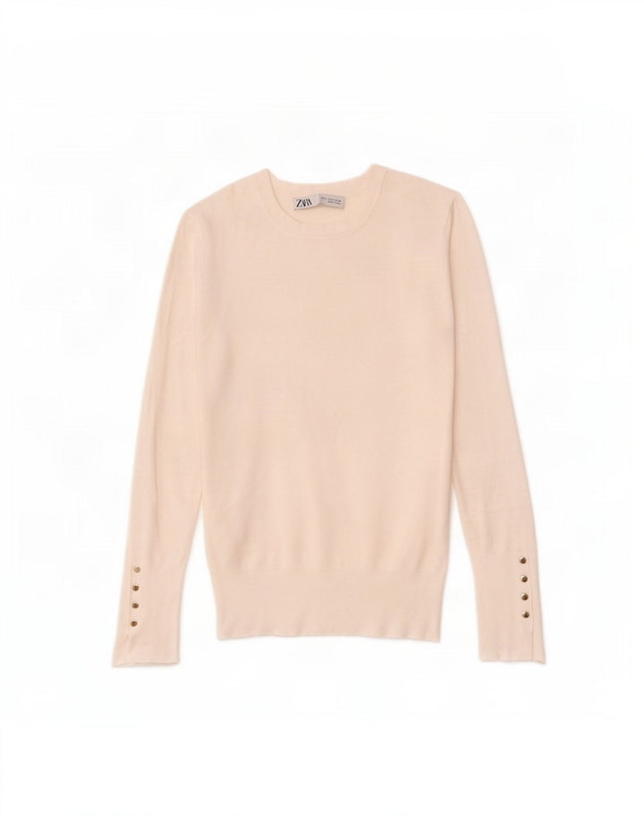 Zara - Jersey de cuello redondo para mujer, talla 10, color blanco