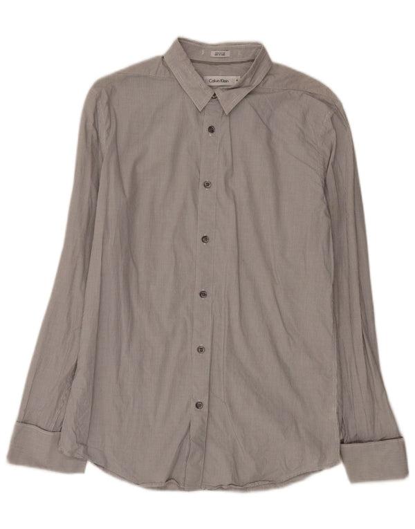 Camisa formal de corte slim de algodón a cuadros gris medio de Calvin Klein para hombre