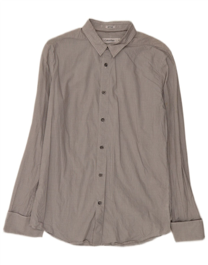Camisa formal de corte slim de algodón a cuadros gris medio de Calvin Klein para hombre