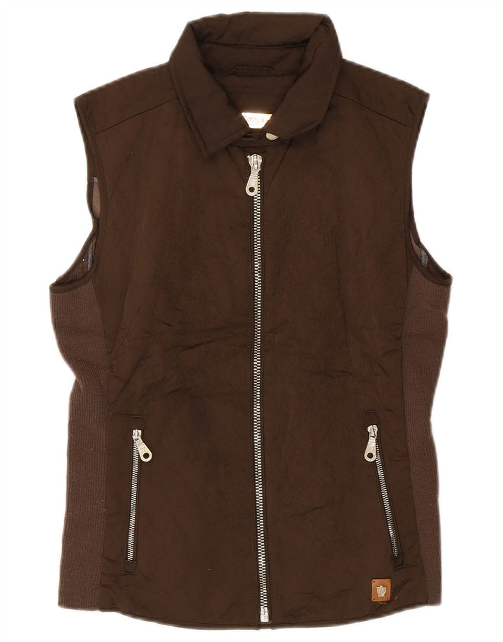 Massimo Dutti Chaleco Acolchado Mujer UK 42 Marrón Medio Poliéster