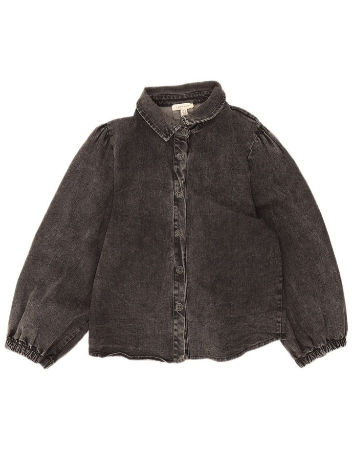 Topshop Camisa vaquera para mujer UK 12 Algodón gris medio