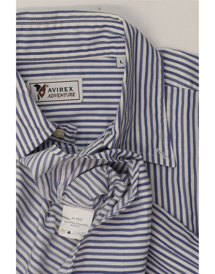 Camisa Avirex para hombre grande de algodón a rayas azules