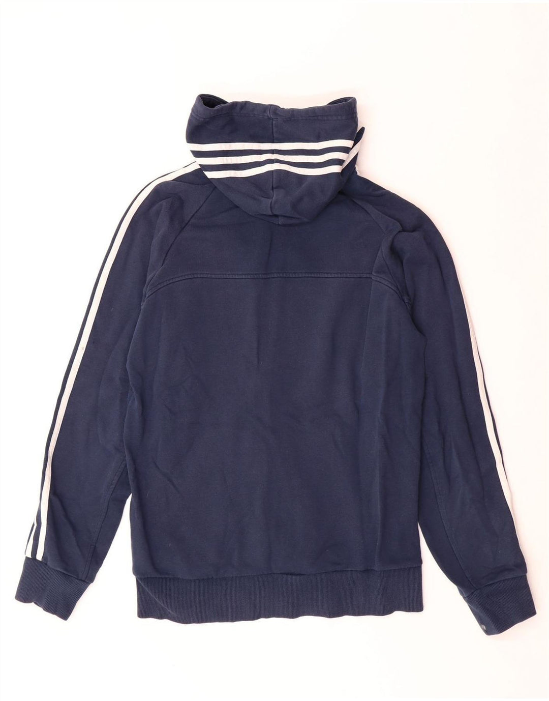 ADIDAS Sudadera con capucha y cremallera para hombre, talla pequeña, algodón azul marino