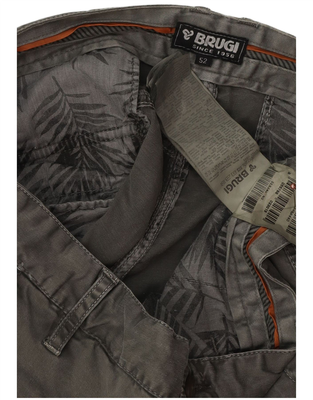 Brugi Pantalones cortos cargo para hombre IT 52 XL W32 Gris Algodón
