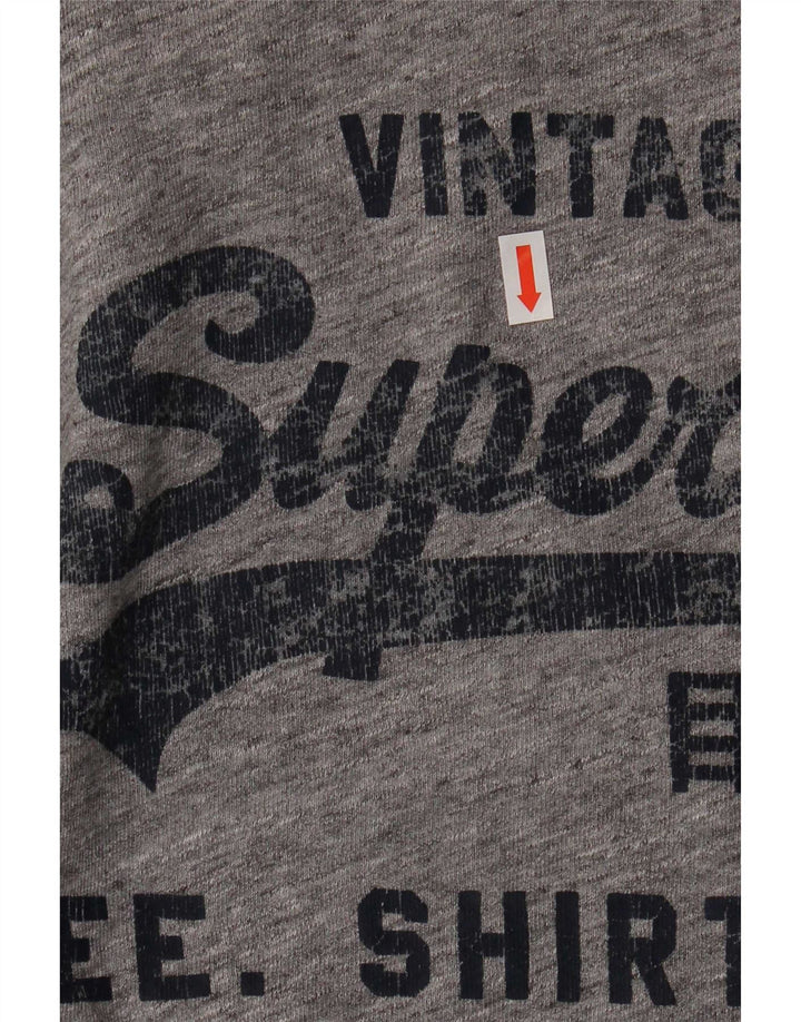 Top gráfico Superdry para hombre de manga larga de algodón moteado en gris medio