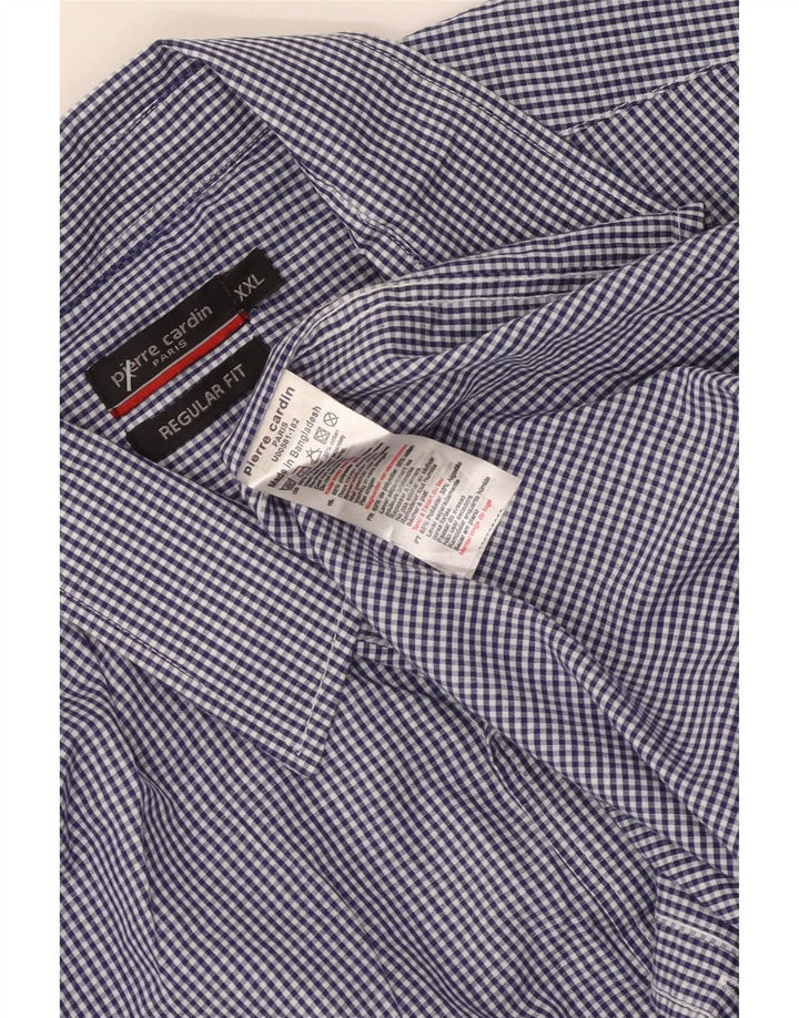 PIERRE CARDIN Camisa de corte regular para hombre 2XL Poliéster a cuadros azul