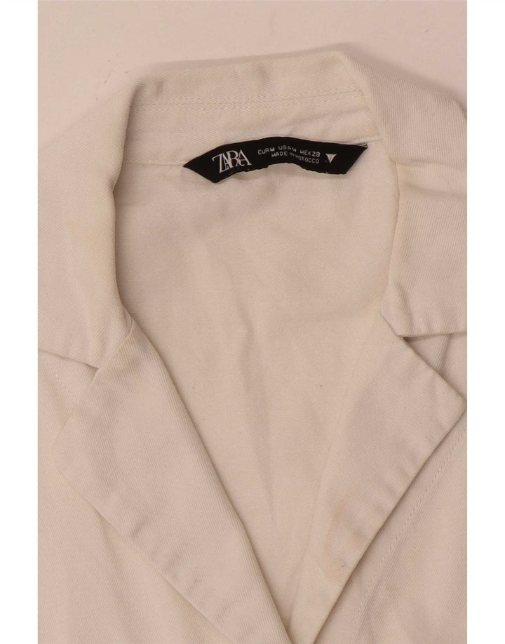 Zara Blusa de manga corta corta extragrande para mujer UK 44 Medium White