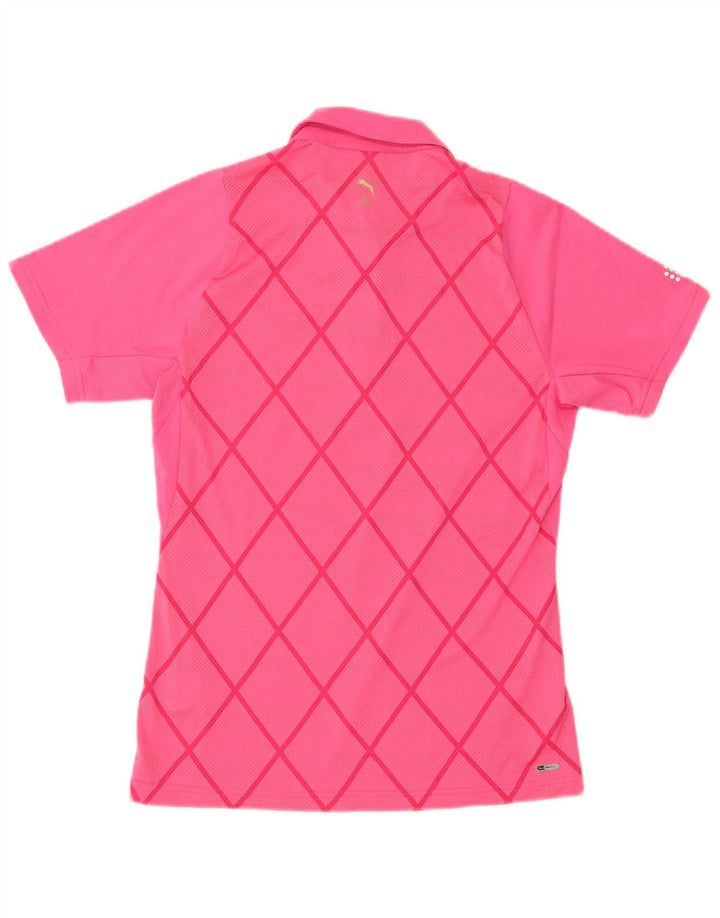 PUMA Polo para mujer UK 12 Poliéster geométrico rosa medio