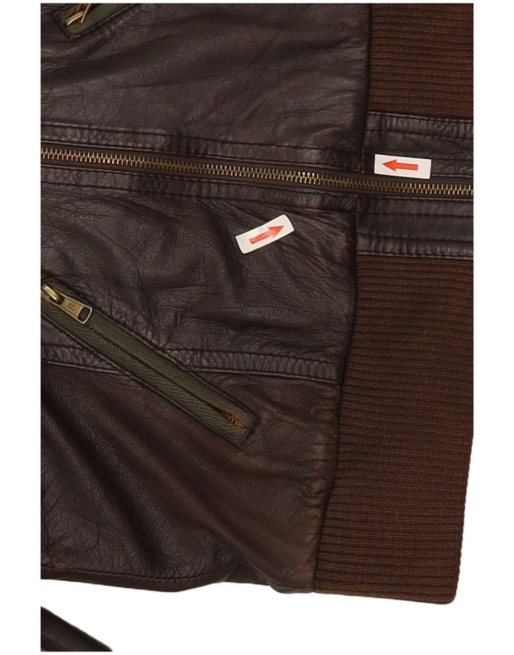 Bershka Chaqueta de cuero para mujer UK 42 Marrón medio