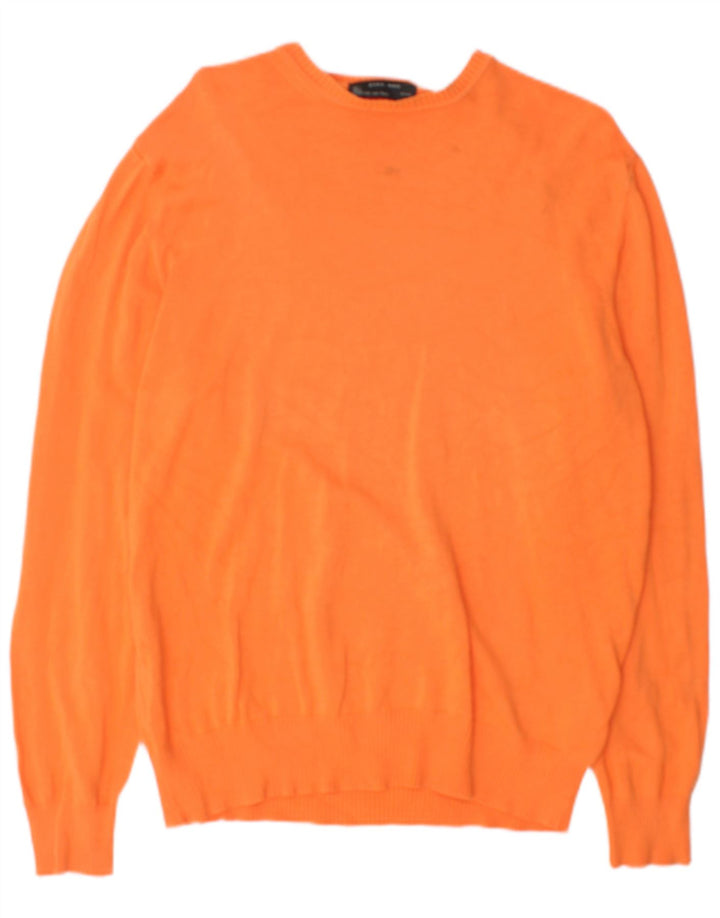 Zara Hombre Jersey Con Cuello Barco Jersey Grande Naranja Algodón