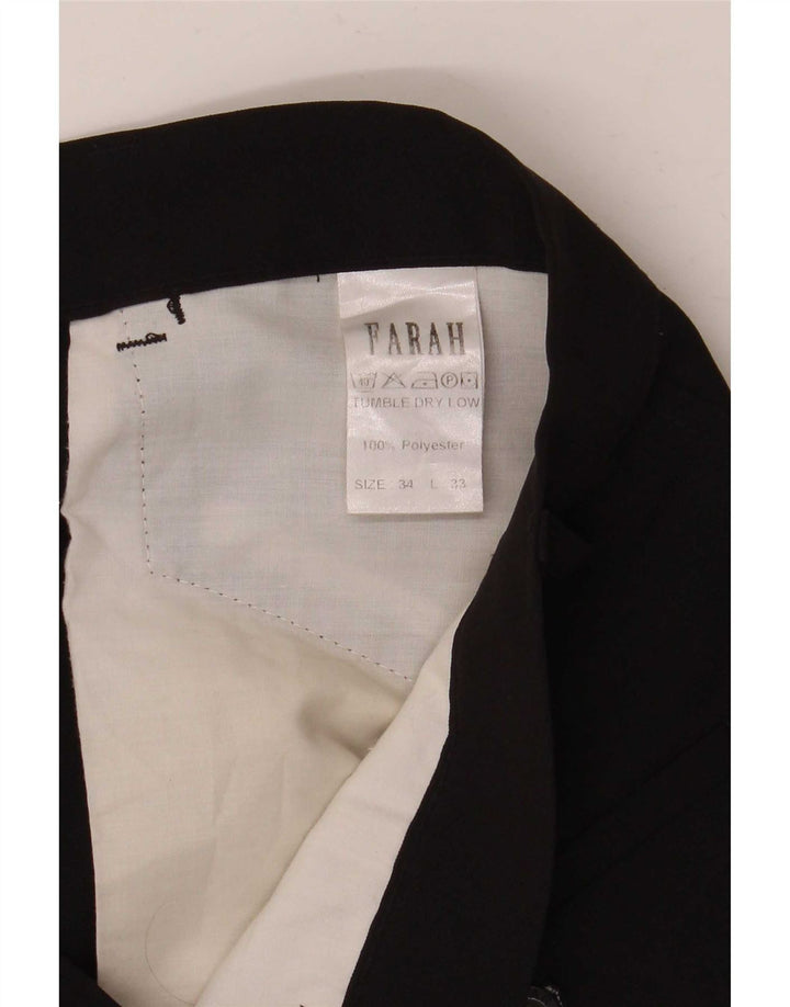 Farah Pantalones Casuales Rectos Para Hombre W34 L33 Poliéster Negro