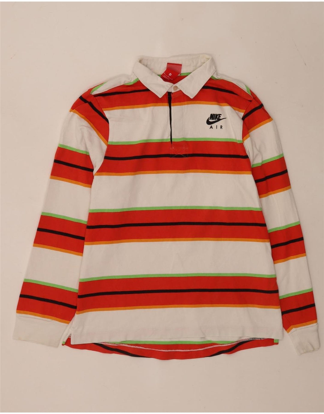 Nike Polo de rugby de manga larga para hombre, algodón a rayas multicolor mediano