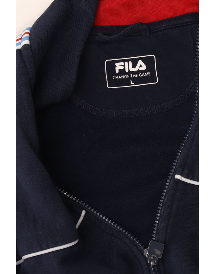 Fila Mens Chándal Top Chaqueta Grande Azul Marino Rayas