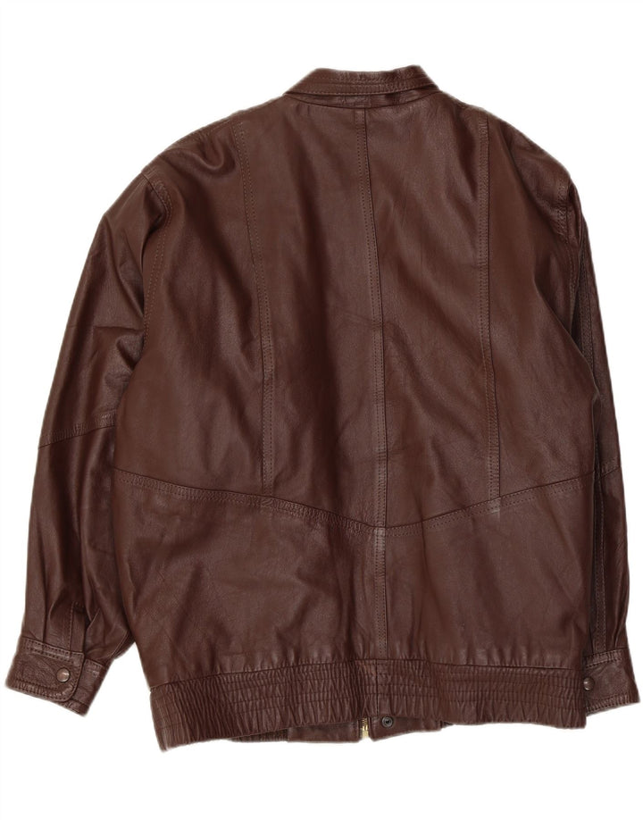 Chaqueta de cuero vintage para hombre Reino Unido 42 XL Marrón