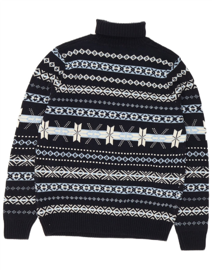 GUTTERIDGE Suéter tipo jersey con cuello vuelto para hombre XL Lana Fair Isle azul marino