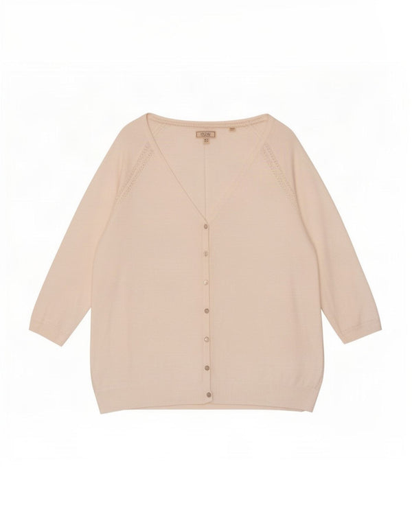 Fat Face Cárdigan de Manga 3/4 para Mujer UK 46 Grande Algodón Blanco Roto