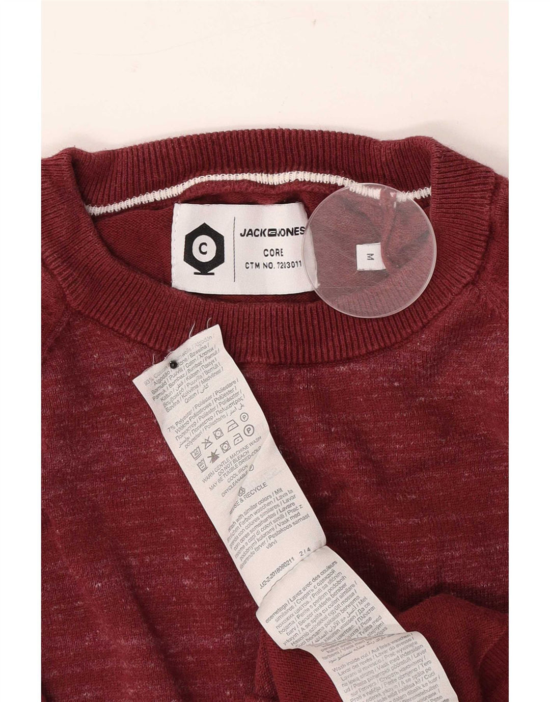 Jack & Jones Hombre Jersey De Cuello Redondo De Algodón Moteado Rojo Medio