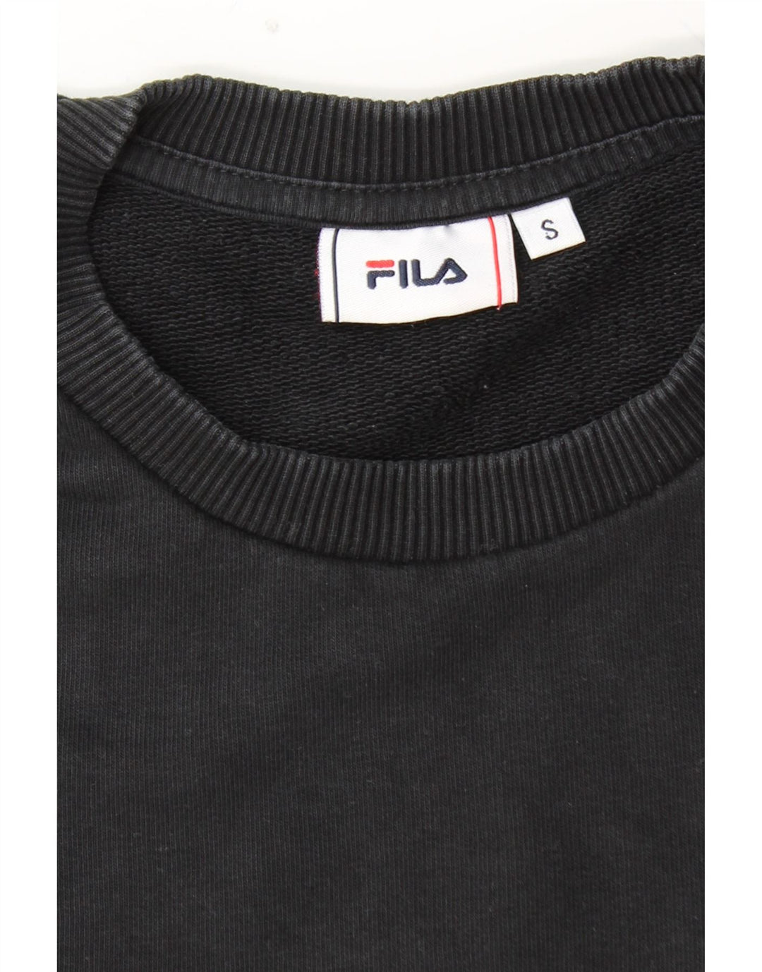 FILA Hombre Sudadera Gráfica Jersey Pequeño Algodón Color Block Negro