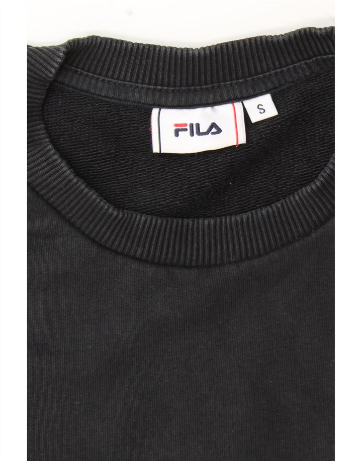 FILA Hombre Sudadera Gráfica Jersey Pequeño Algodón Color Block Negro