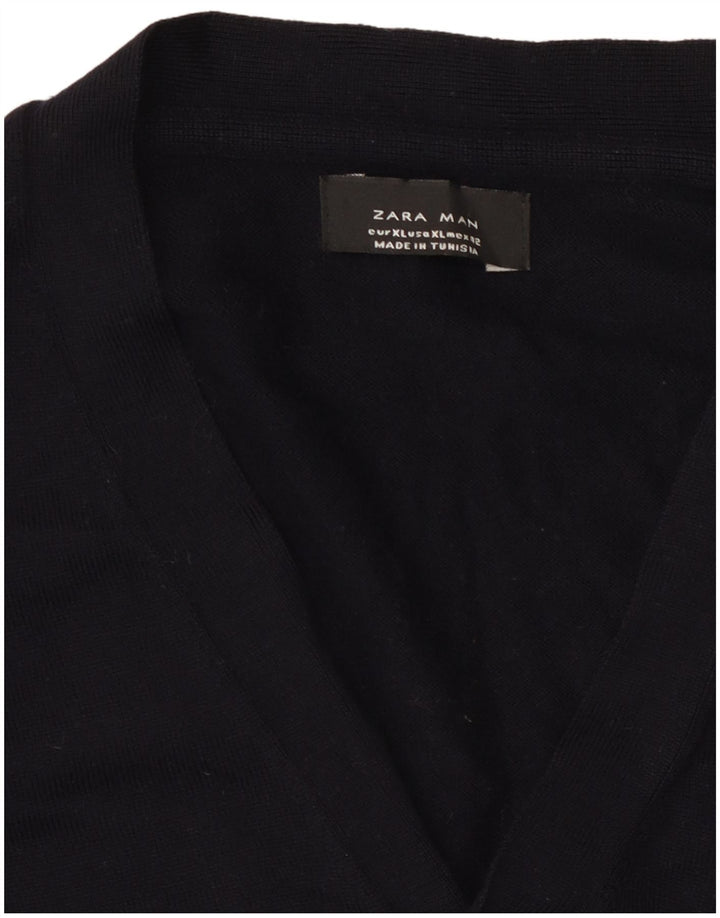 Zara Hombre Jersey Cárdigan XL Azul Marino