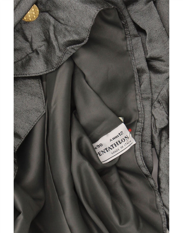PENTATHLON Womens 3/4 Sleeve Blazer Jacket UK 12 Medium Grey Vintage Pentathlon and Second-Hand Pentathlon from Messina Hembry 
