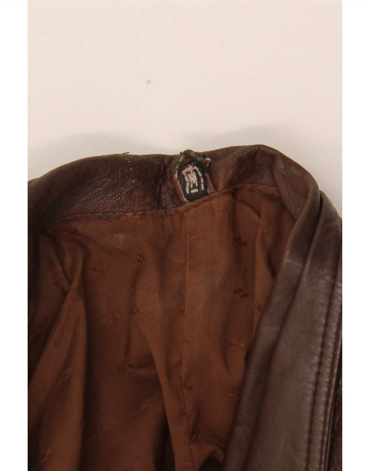 Vintage mujer chaqueta de cuero Reino Unido 14 marrón medio