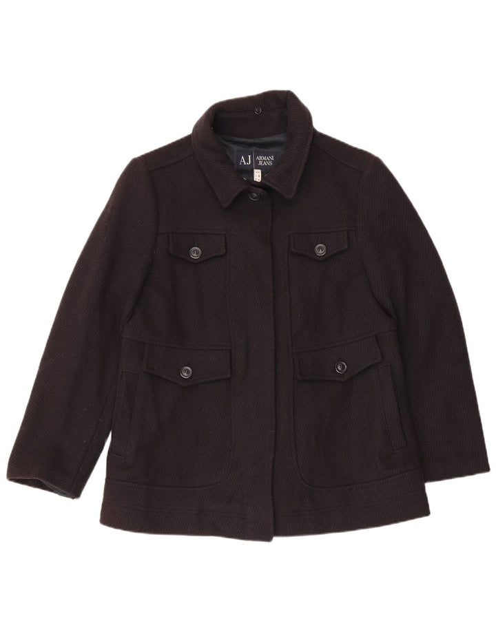 ARMANI JEANS Womens Utility Jacket EU 40 Medium Navy Blue Wool