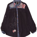 Desigual Blusa camisera gráfica para mujer UK 40 XL Azul marino Patchwork