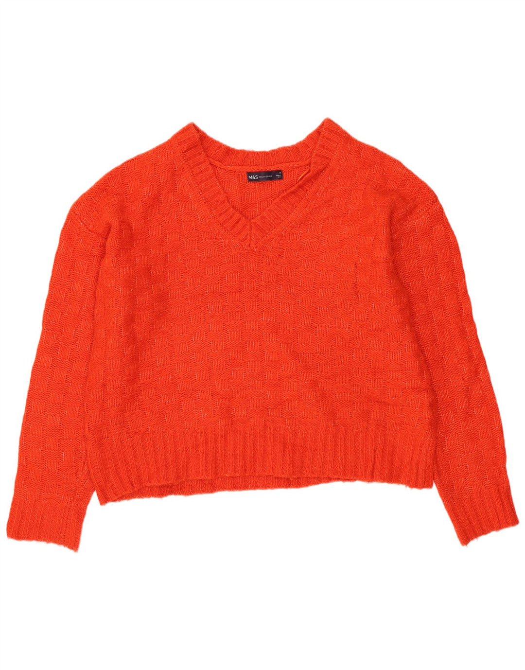 Marks & Spencer Suéter tipo jersey de gran tamaño con cuello en V para mujer UK 44 Mediano Rojo