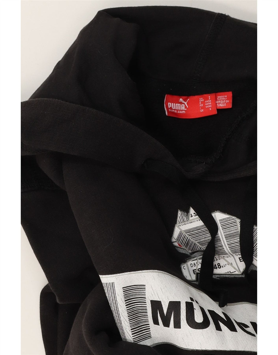 Puma Munchen Graphic Sudadera con capucha para hombre, talla pequeña, color negro