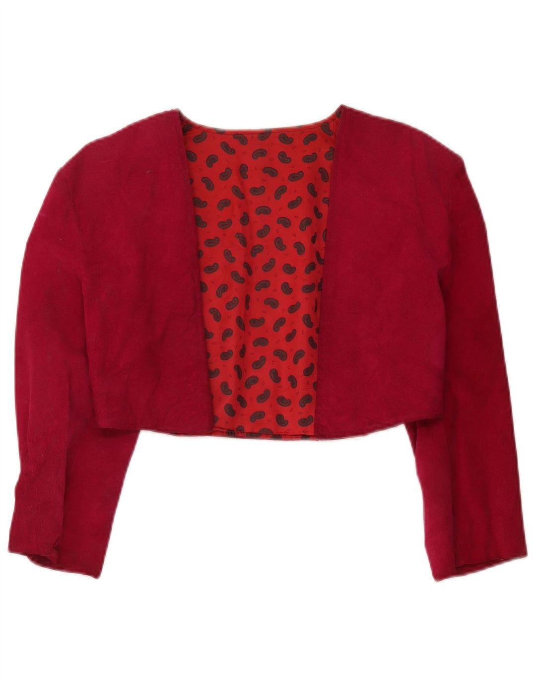 Vintage mujer 3/4 manga Bolero chaqueta Reino Unido 12 rojo medio