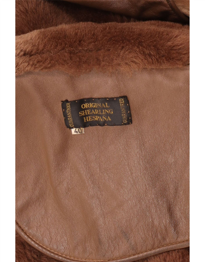 Vintage mujer chaqueta de shearling de gran tamaño EU 40 Medium Brown Shearling
