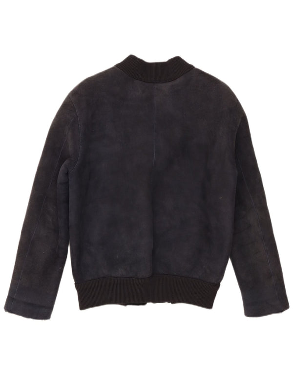 CPL1953 Chaqueta bomber de piel de oveja para mujer UK 20 2XL Piel de oveja azul marino