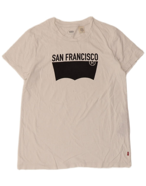 Levi's Camiseta gráfica para mujer Top UK 10 Small White Cotton