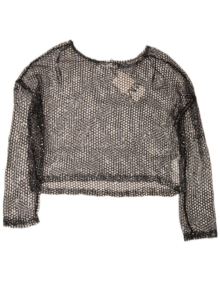 Zara Top corto de crochet extragrande para mujer UK 44 Poliéster negro grande