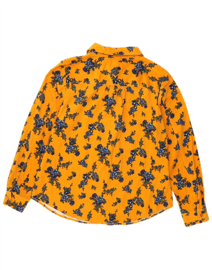 Denim & Co Camisa de pana para mujer UK 46 Algodón floral amarillo grande