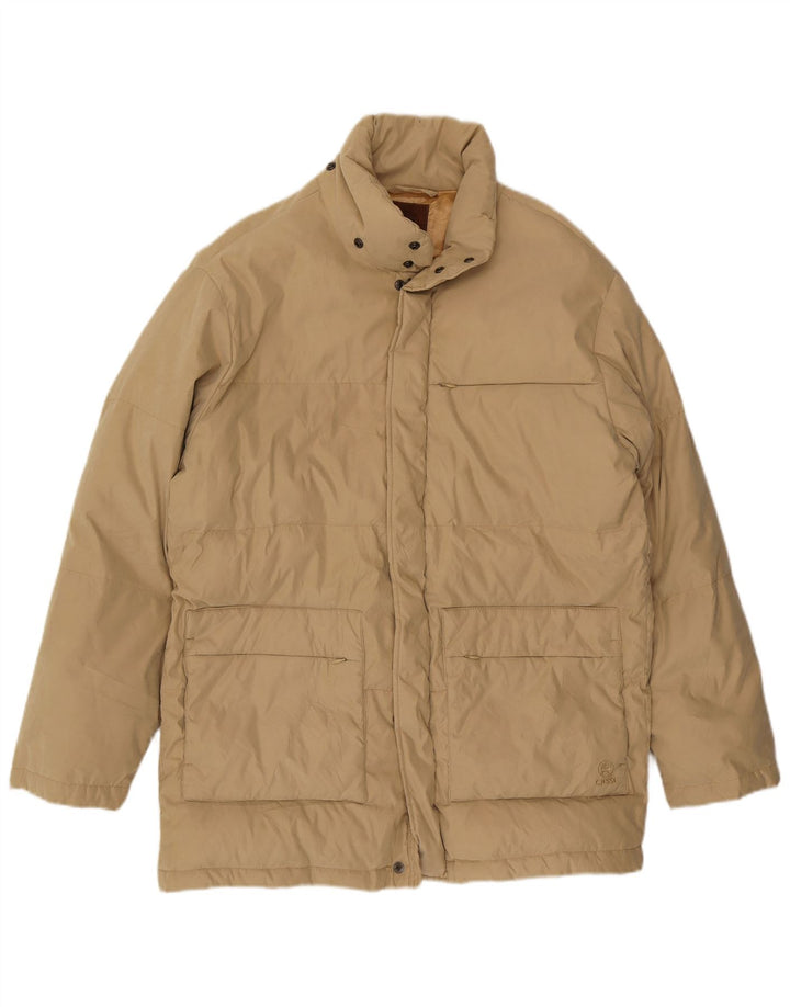 Chaqueta acolchada vintage para hombre IT 50 Poliéster beige grande