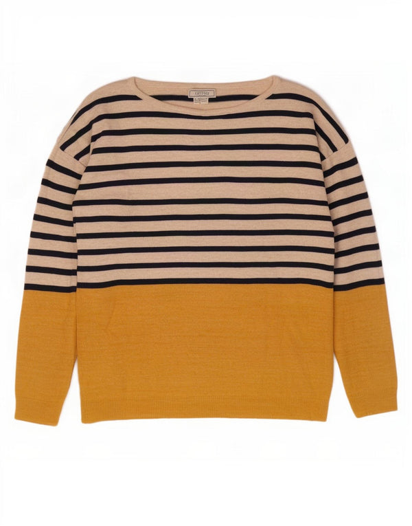 Suéter tipo jersey para mujer con cuello barco de Fat Face UK 10 Small Yellow Stripes