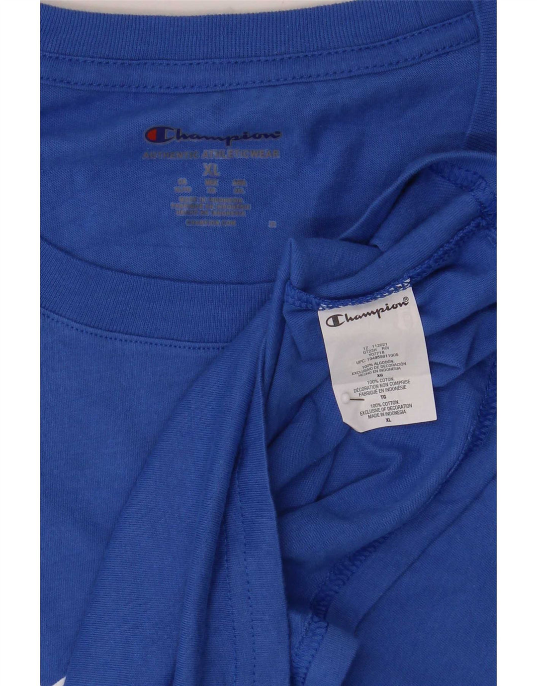 Champion Camiseta gráfica para hombre Top XL Algodón azul
