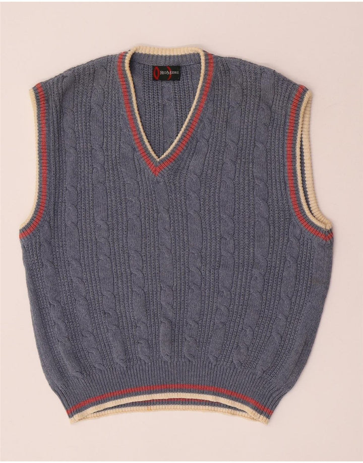 Vintage hombres chaleco camiseta sin mangas grande algodón azul