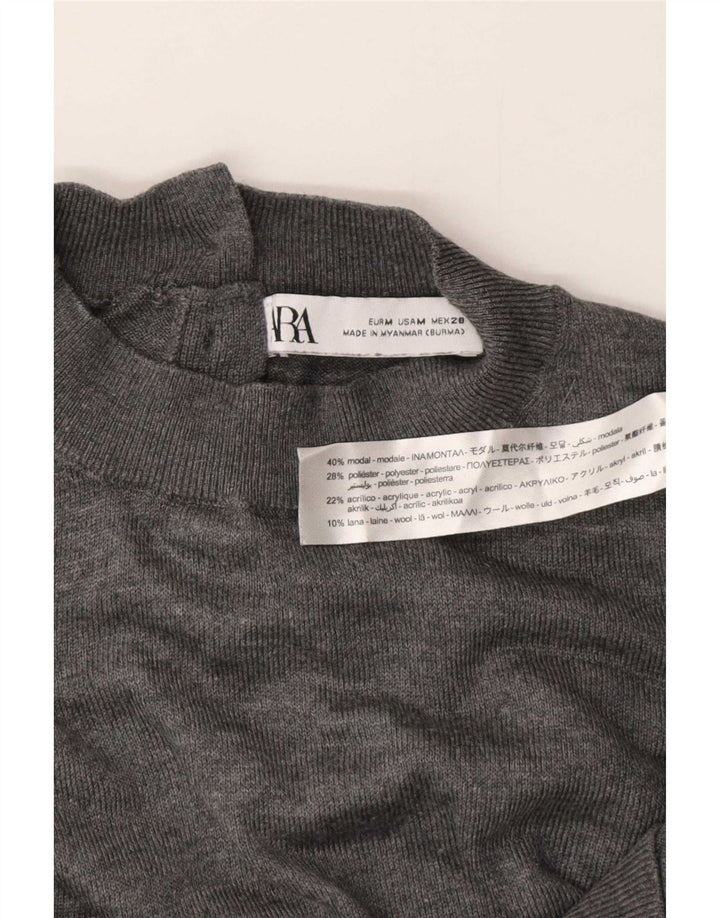 Zara Jersey con cuello alto para mujer, talla 44, color gris medio, modal