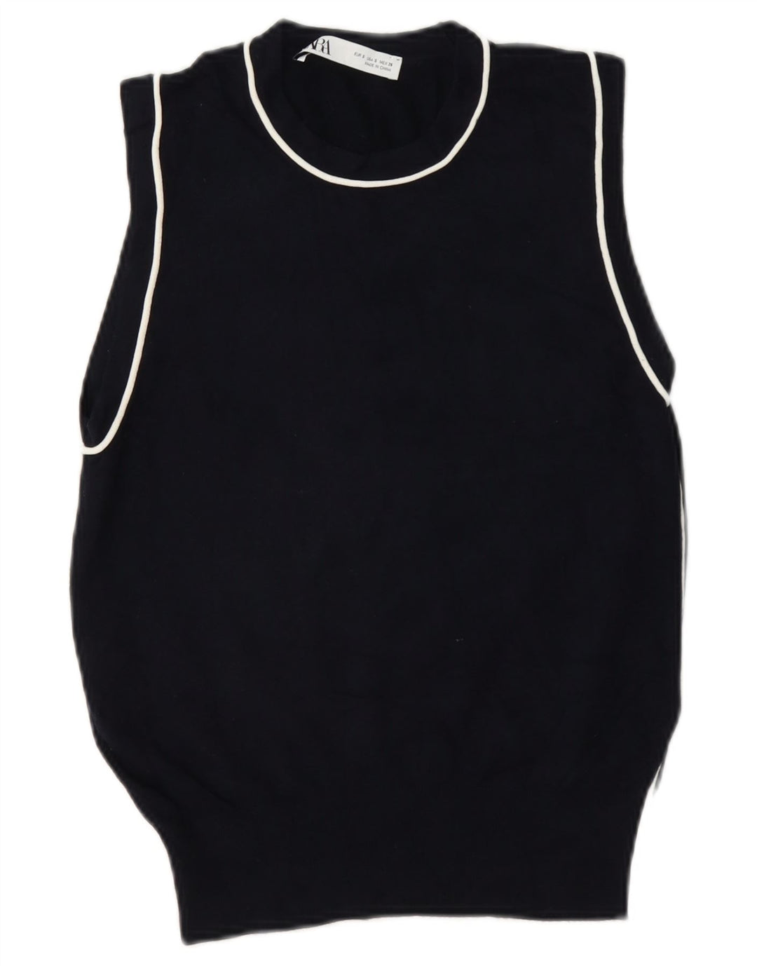 Zara Mujer Chaleco Tank Top UK 10 Small Viscosa Negra
