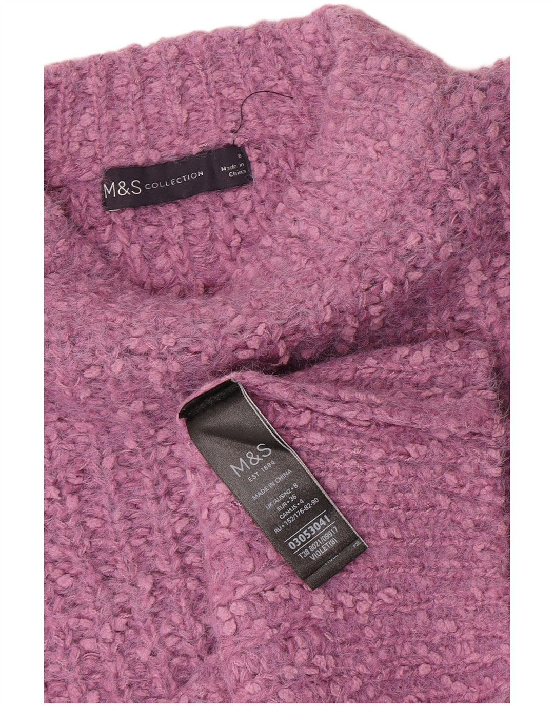 Marks & Spencer Jersey con Cuello Barco para Mujer UK 8 Small Poliéster Morado