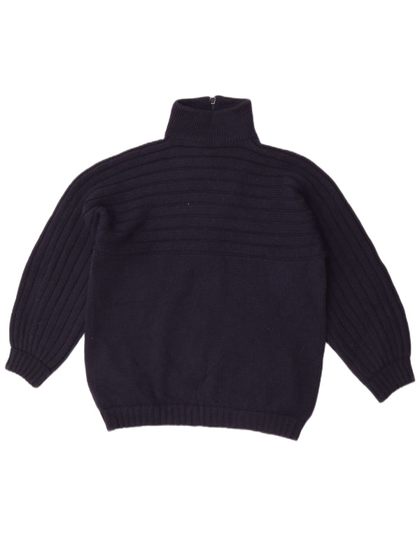 Vintage mujer completo zip cardigan suéter Reino Unido 16 grande azul marino