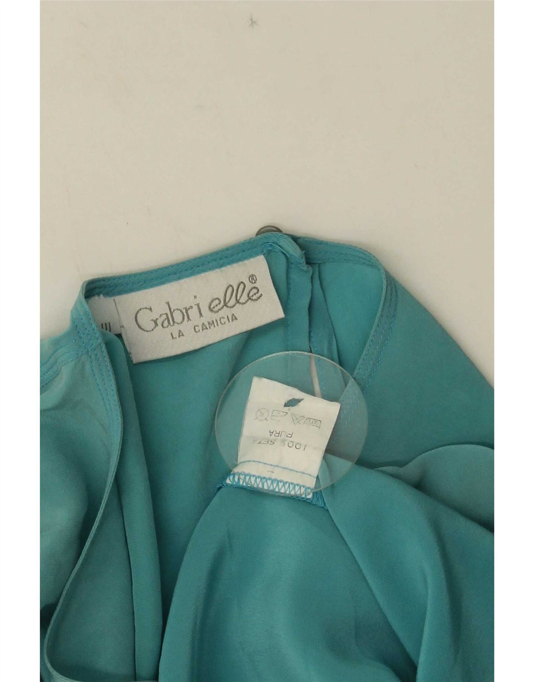 Gabri elle La Camicia Blusa para mujer Top UK 46 Grande Seda Azul