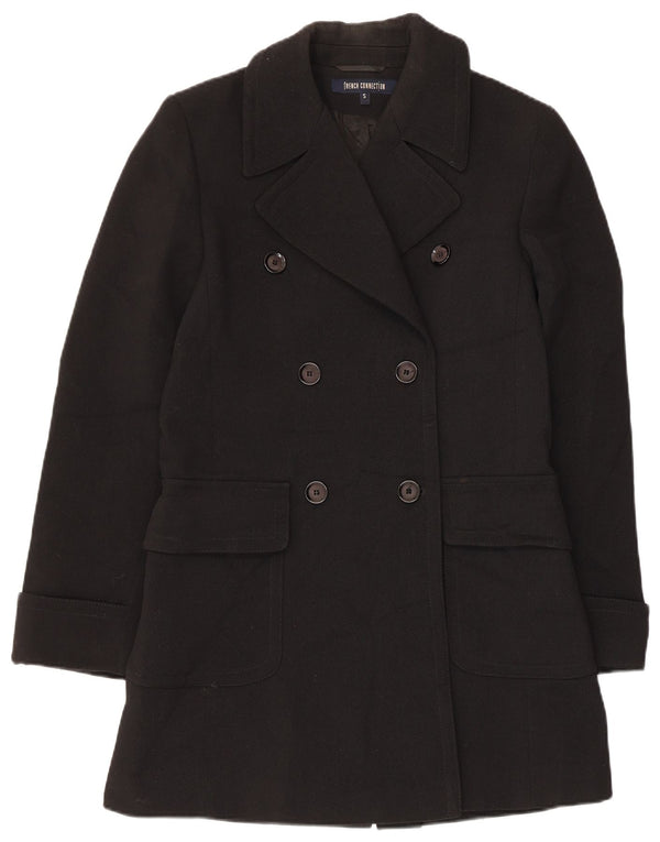 French Connection Abrigo cruzado para mujer UK 40 Small Lana negra