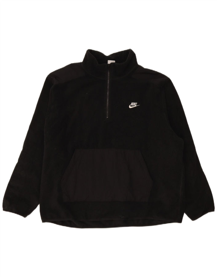 Nike - Jersey de forro polar con cuello y cremallera para hombre, talla 2XL, color negro