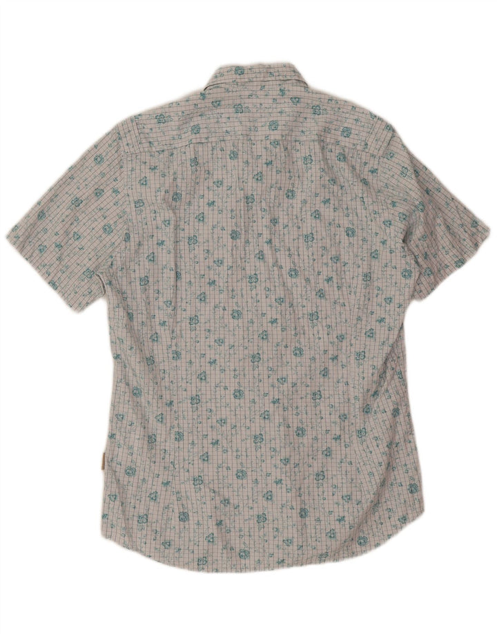 Ted Baker Camisa de manga corta para hombre Talla 3 Mediana Algodón floral blanco