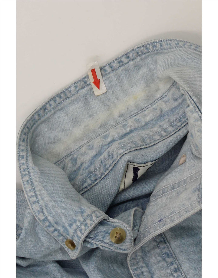 Lee Mens Yankees Camisa Vaquera De Algodón Azul Medio